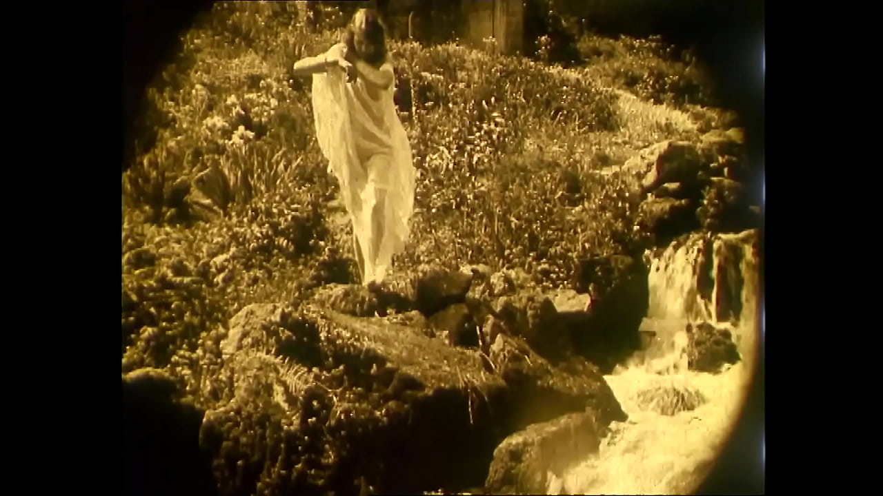 Vintage film from 1920 - nude woman outdoors