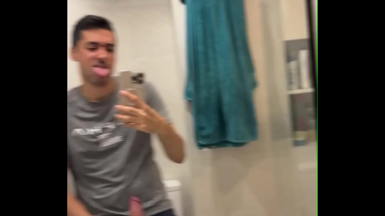 bisex fella showing off big cock and busting a huge load