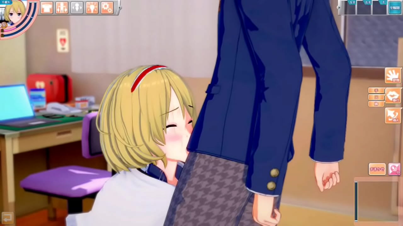 【エロゲーコイカツ！】東方project アリスのおっぱい揉んで仁王立ち手コキフェラ奉仕してもらってからのセックス！爆乳エロアニメ【ヘンタイゲーム】