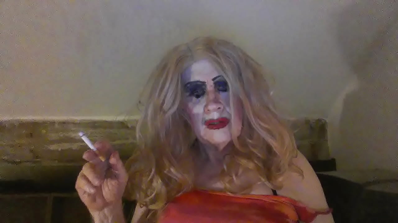 Mature Smoking Tart Sticks Dildo Up Herself, Exposes Her Sissy Clitty