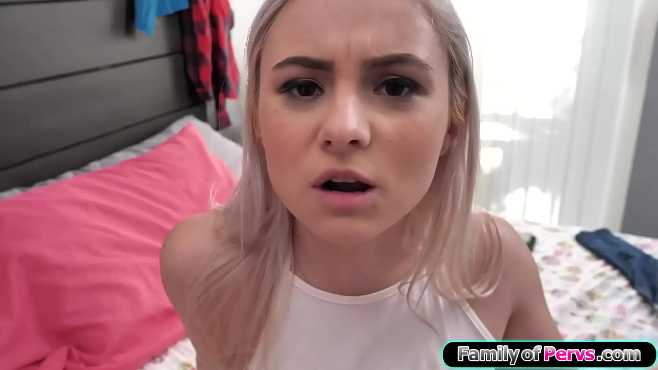 No I am not showing you my pierced nipples youre my stepdad.Stepdaughter Aria Banks has no other option and gets a spanking.The teen gets wet from it