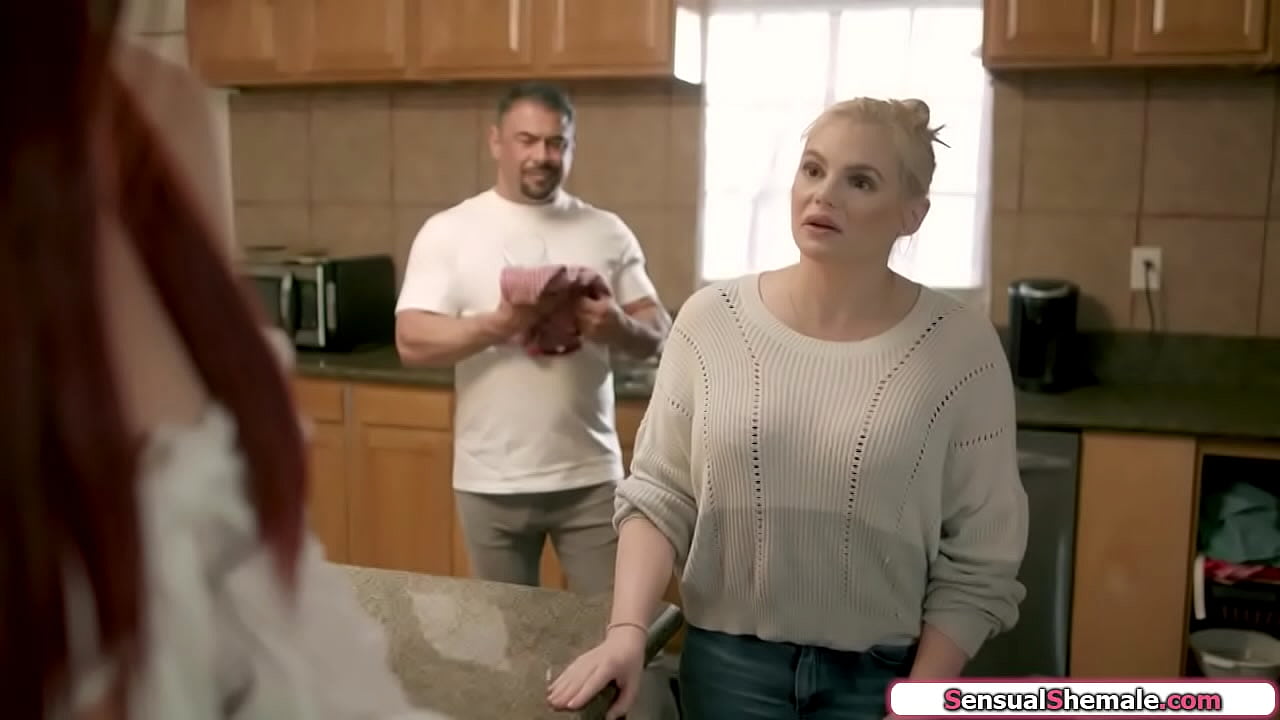 Trans stepdaughter Tori Easton catches stepdad spying on her and makes him suck her cock.The big tits tgirl asslicks him and then the ts barebacks him