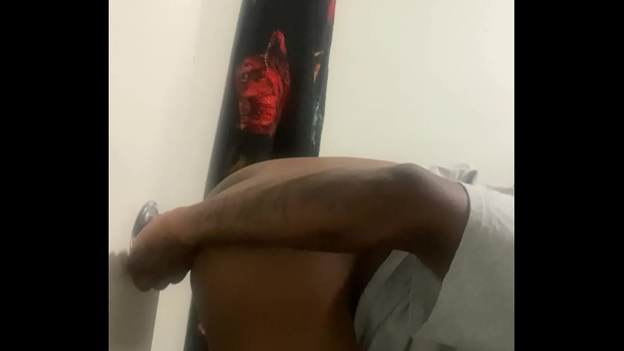 Gay Ebony Dildo sliding in and thong slid over