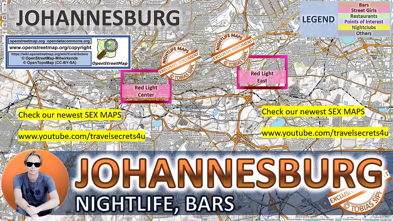 Street Map of Johannesburg, South Africa, with Indication where to find Streetworkers, Freelancers and Brothels. Also we show you the Bar, Nightlife and Red Light District in the City. Threesome