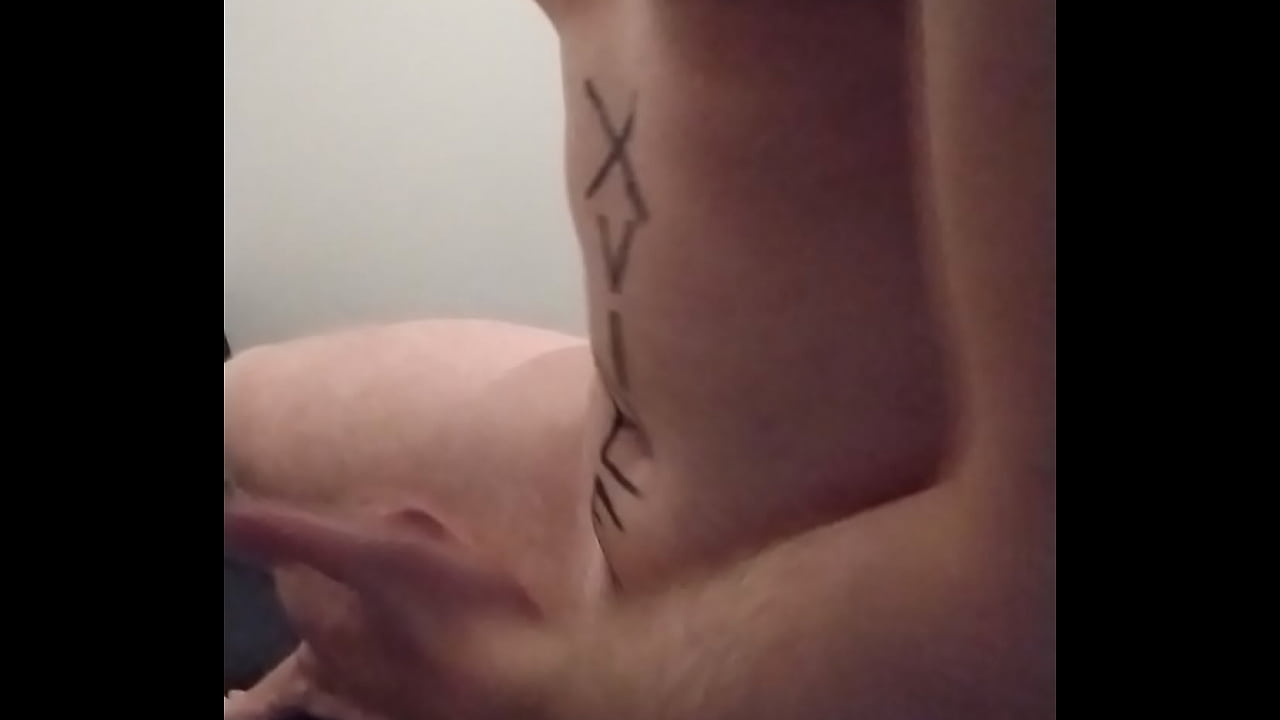 Taking the long dildo of anal beads while standing on my bed. It got sucked in hard