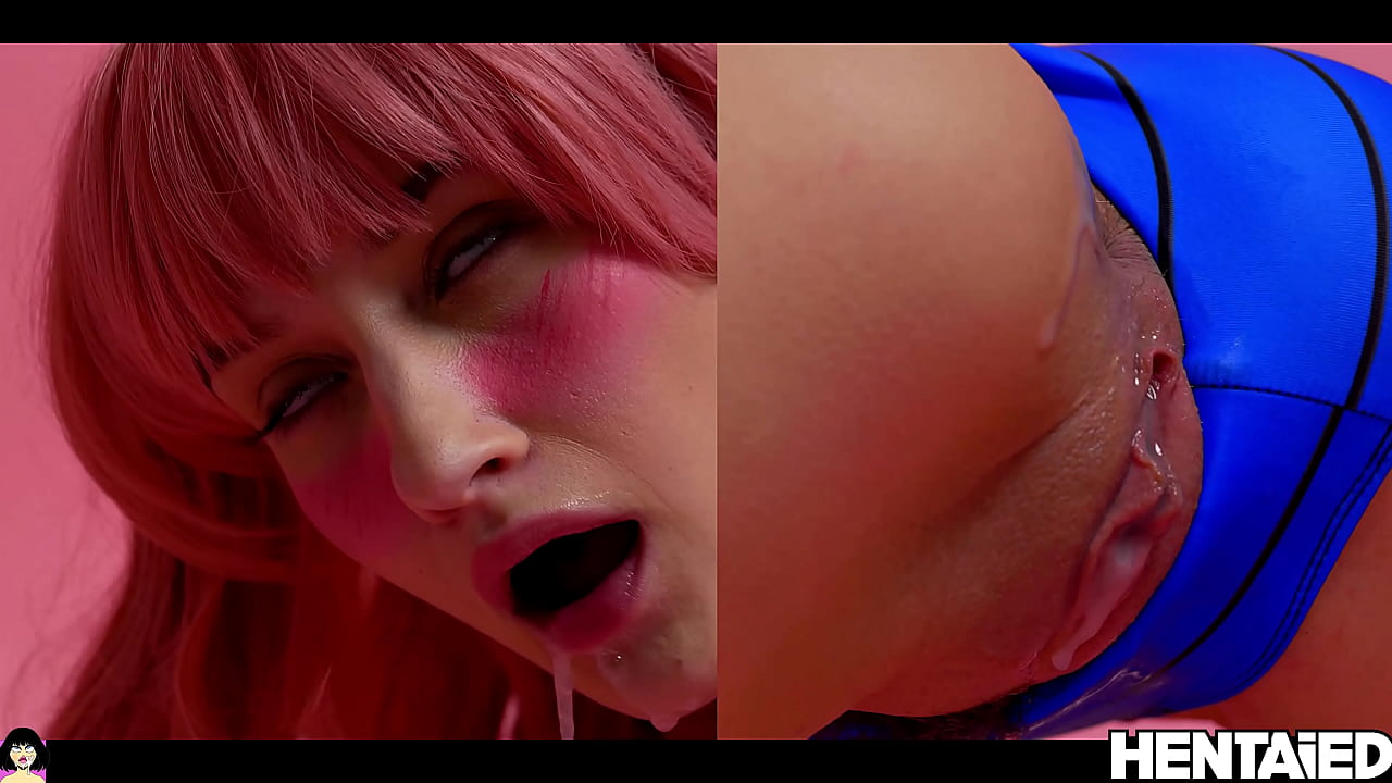 Beautiful young girl with pink hair fuck her wet tight pussy with a big dildo and get a perfect cumshot bukkake with an extreme orgasm