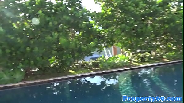 Heeled realtor masturbating before blowjob