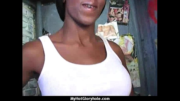 Horny ebony suck the juice from big white gloryhole 3