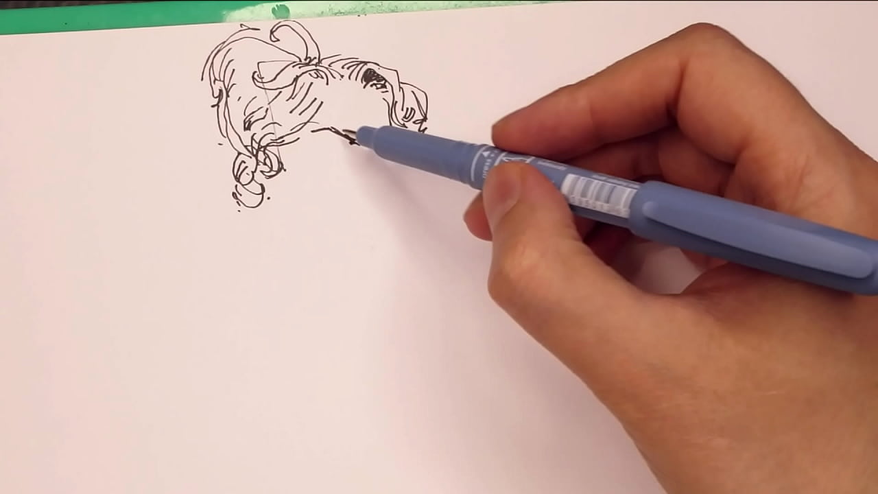 Quick marker and pencil sketches, drawing process