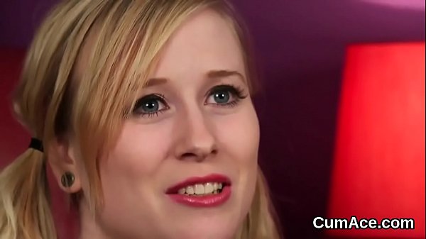 Horny doll gets cumshot on her face sucking all the semen