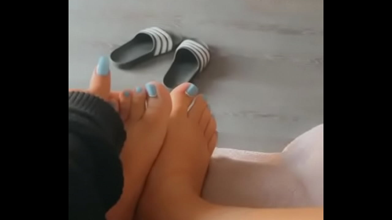 Feet rubbing nipples softly