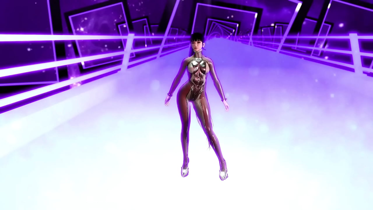 Flirtly stripper Eve shows off her body in a tight suit after completing game