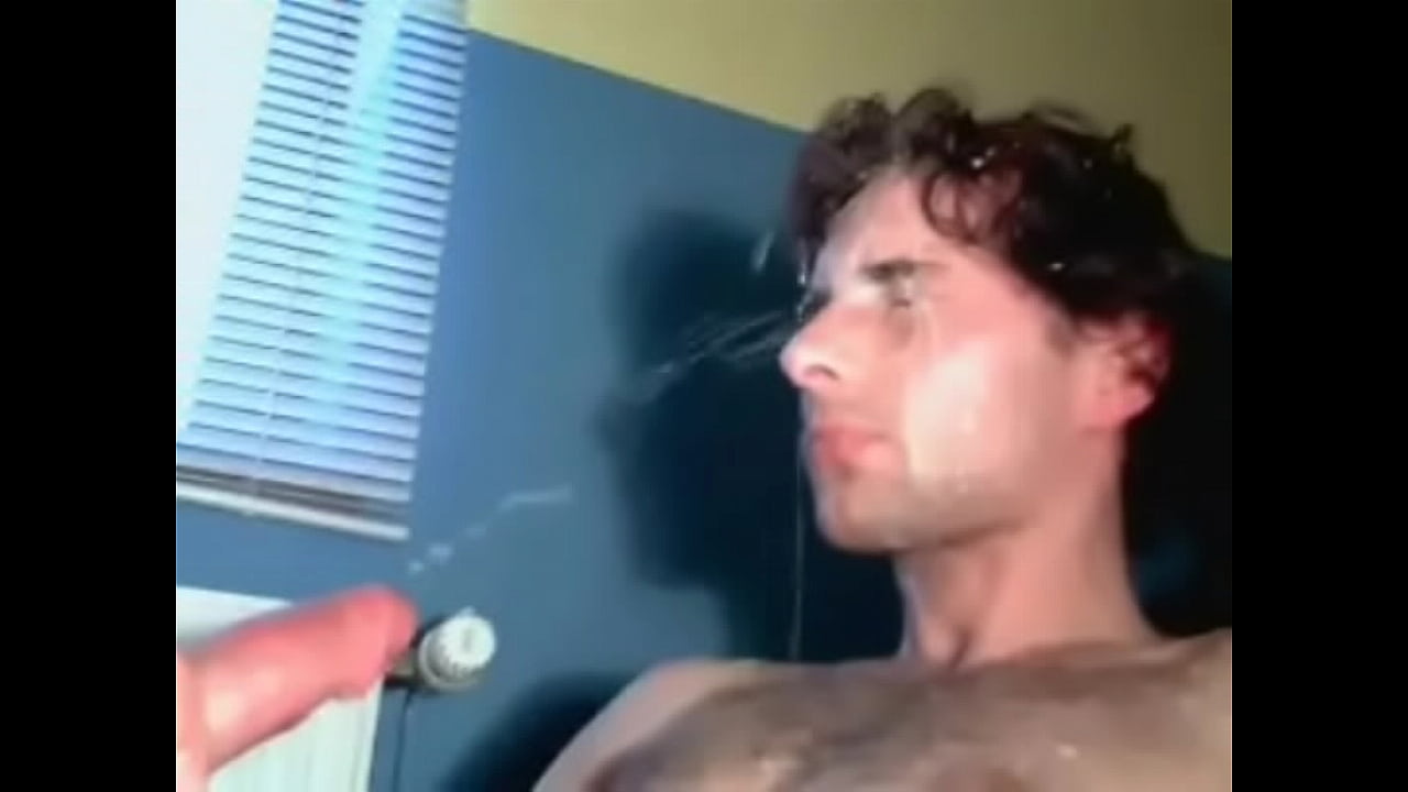 Massive cumshot on my face - HotDudeCams.com