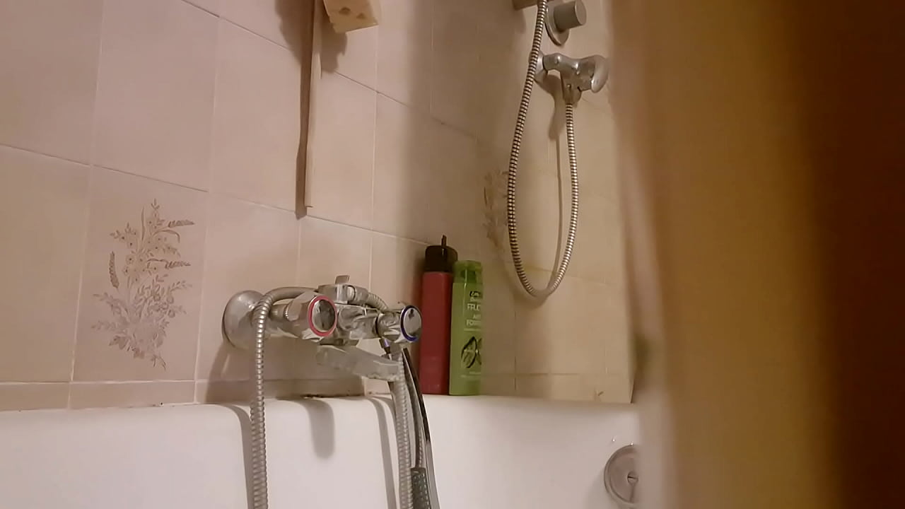 Your slutty Italian stepmother shows you her hairy pussy while you hide and watch her and masturbate