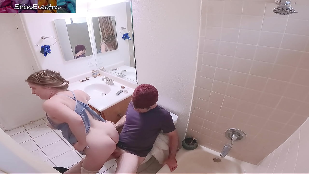 Masturbating stepmom in the bathroom invites stepson in for sex