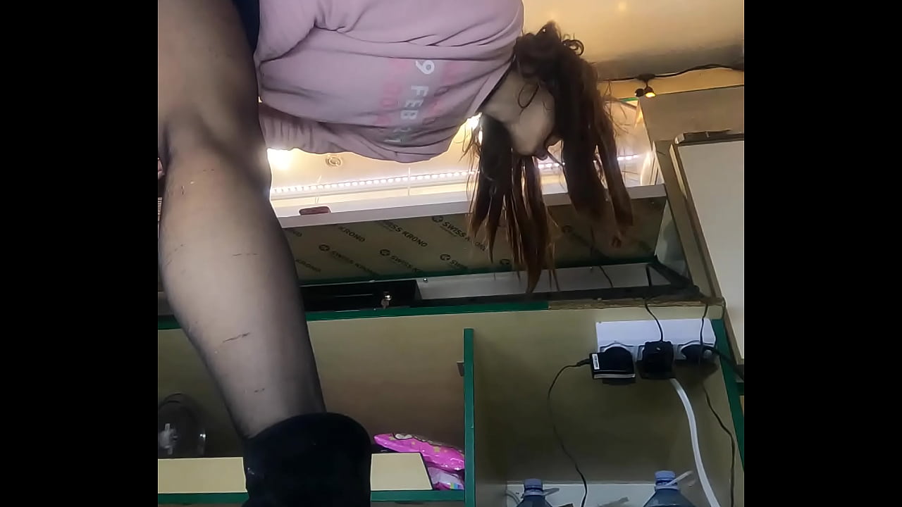 Tracy Weird showing her pearl panties while working 3