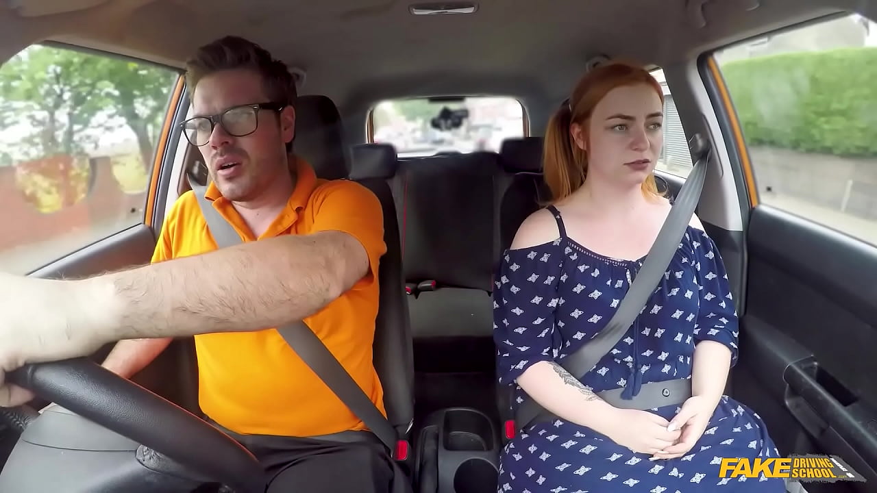 This ginger girl has a huge white ass - Fake Driving Schooll