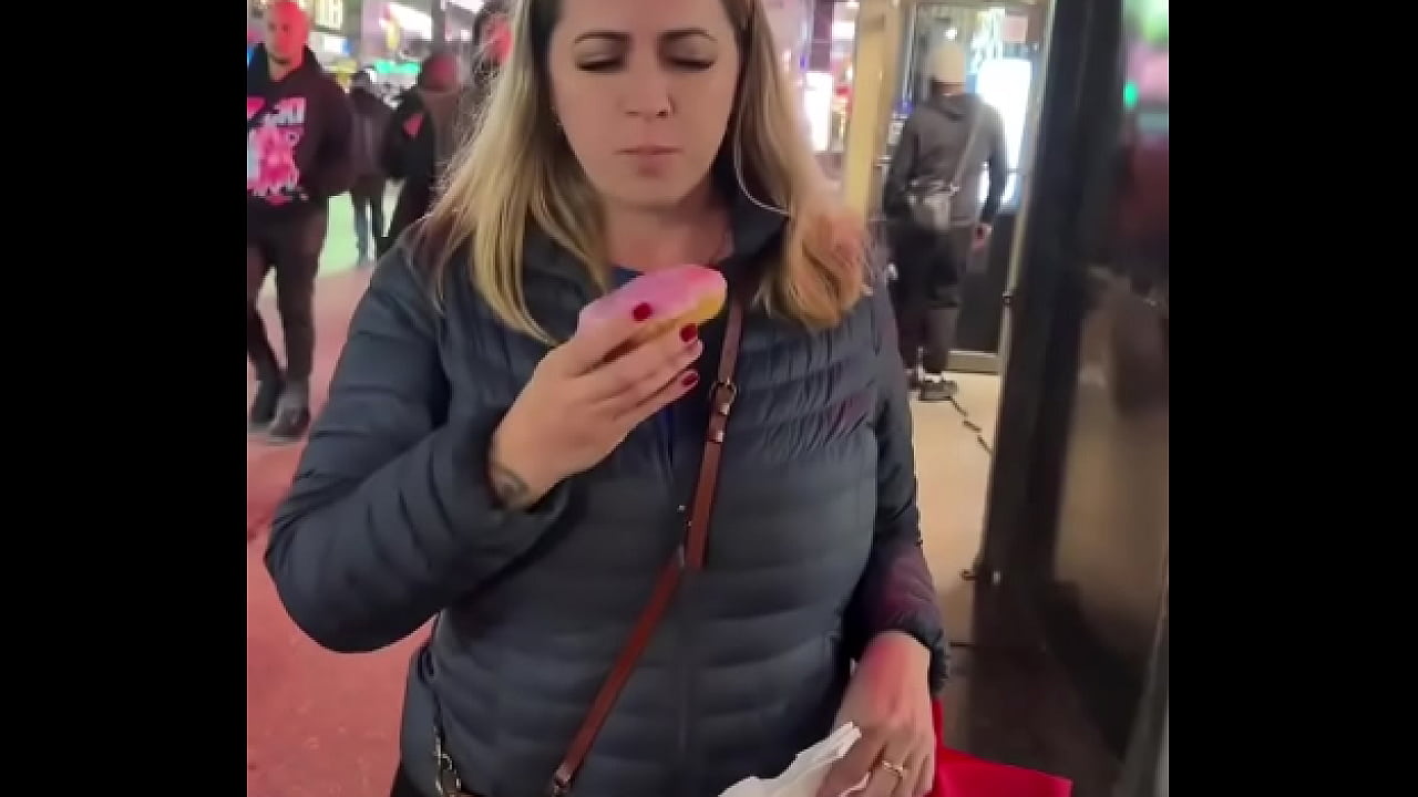 Licking the pink icing off this  donut is a little...???