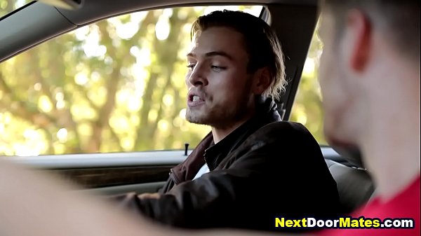 Horny driver seduced into gay sex by hot hitchiker