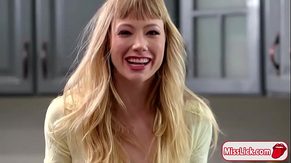 Ivy Wolfe is so happy because her gf Aali Kali gets home so early. They kiss each other on the kitchen, then go to their room. Ivy licks Aalis pussy, in return Aali licks Ivys ass before they switch to scissoring.