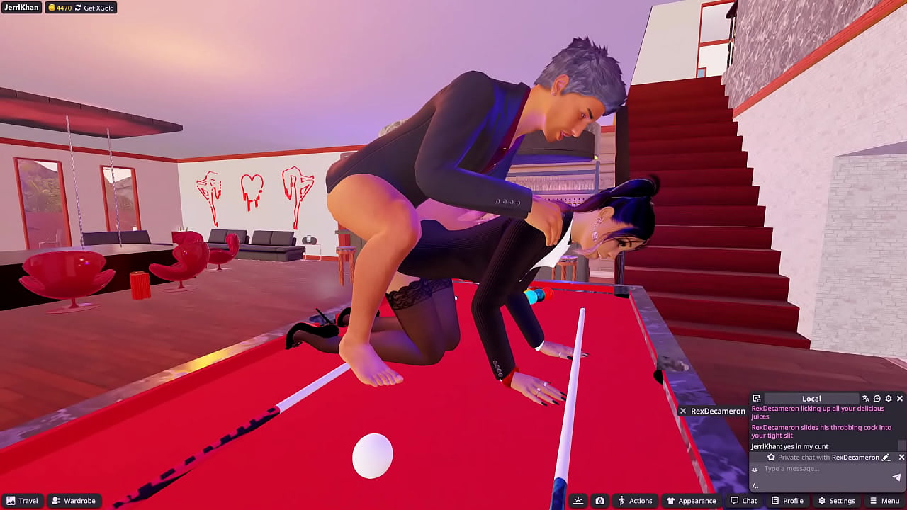 A secretary is used by her boss on the office pool table