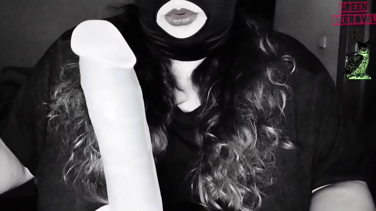 GreenDeerOwl puts on a mask and plays with and a dildo