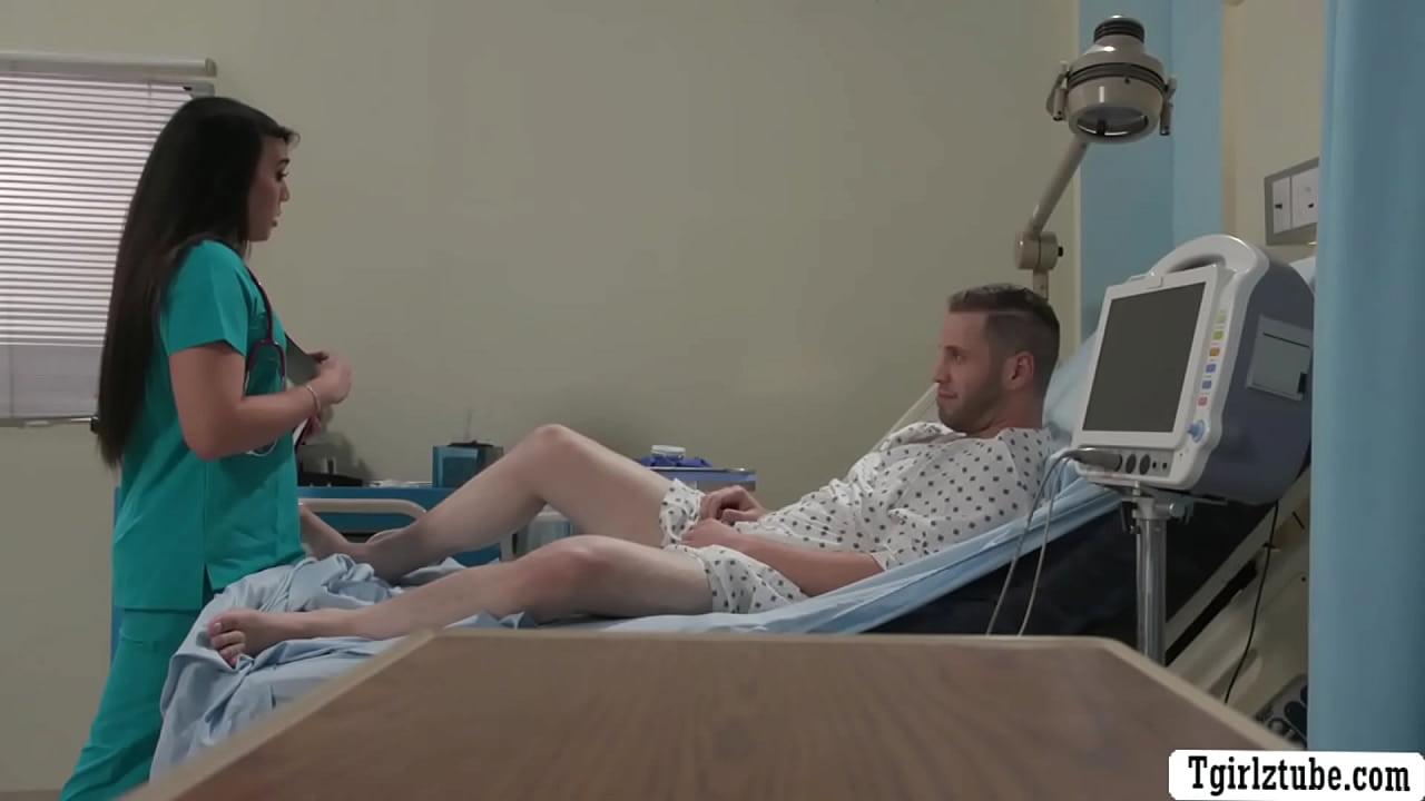 Thick ass Trans Woman nurse Kasey Kei gives her patient a deepthroat on his bed because he looks so sad