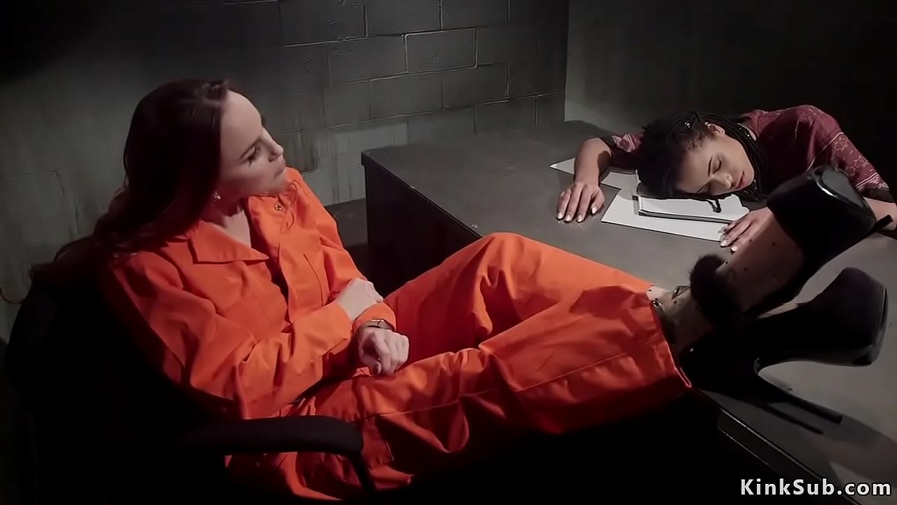 Huge tits lesbian psycho Bella Rossi put ebony detective Kira Noir in strait jacket and suspension and toyed her cunt then with strap on cock anal fucked her