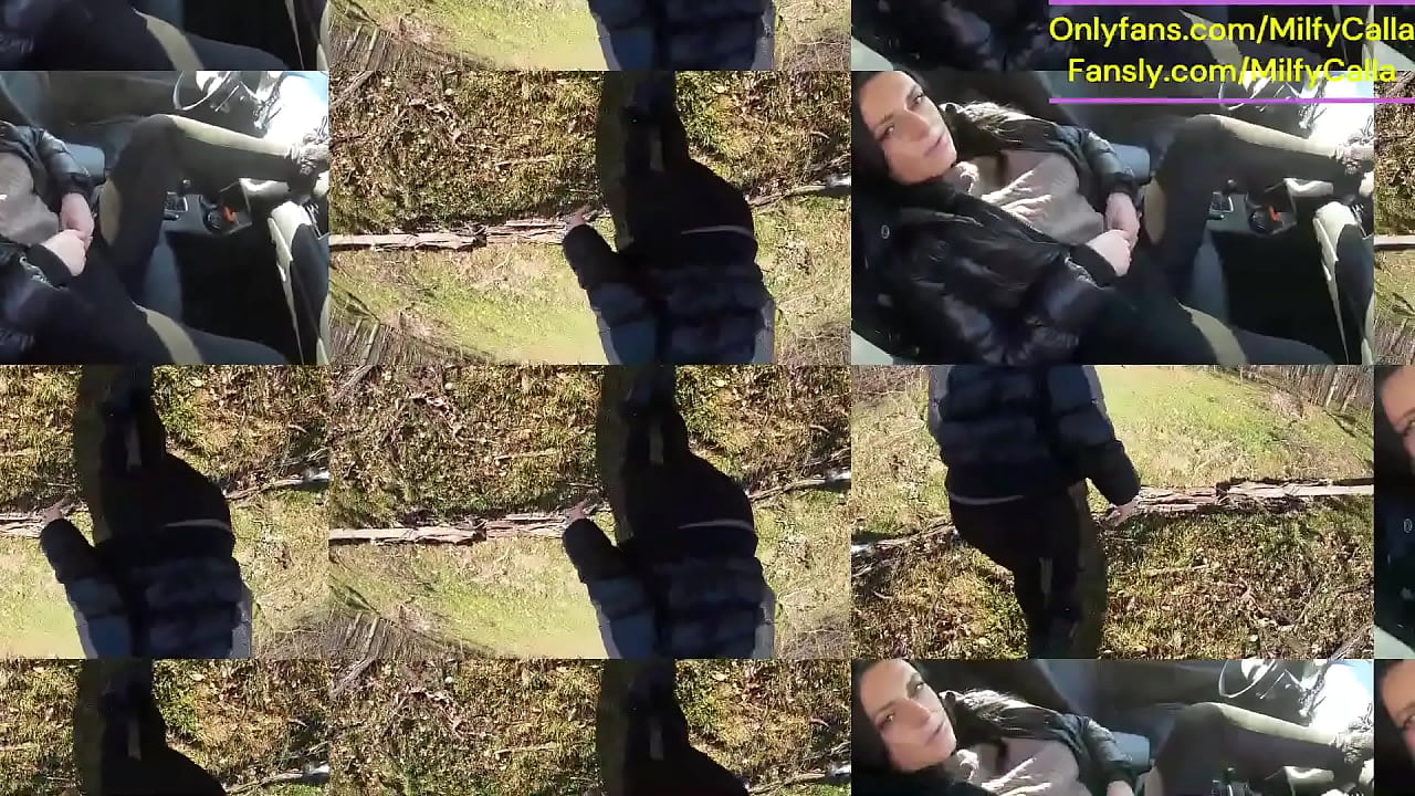 Tight leather pants, no panties, and a wet surprise in my car... A steamy blowjob outdoors followed by a rough forest fuc ...