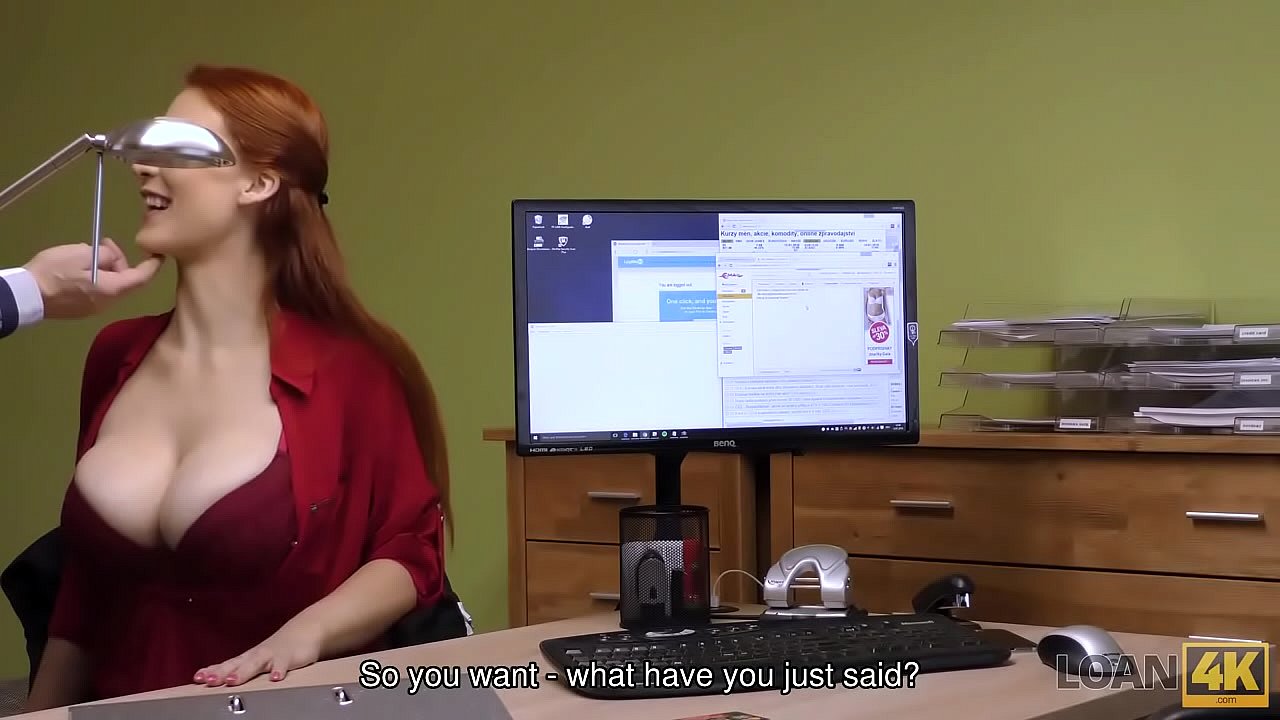 LOAN4K. Loan agent gets access to beautiful pussy of poor redhead
