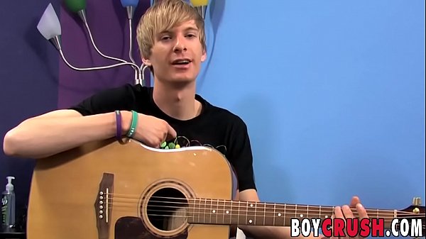 Skinny guitarist wanking after interview