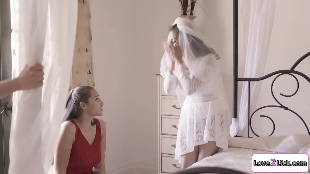 Bride sends naughty sms to gf and maid of honor reads it.She goes to her room and licks her cunt.The gf catches em and then shes fingered and rimmed