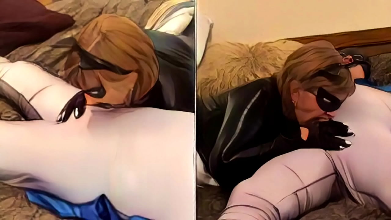 Cartoon mature Batgirl pleasures Batman with her mouth