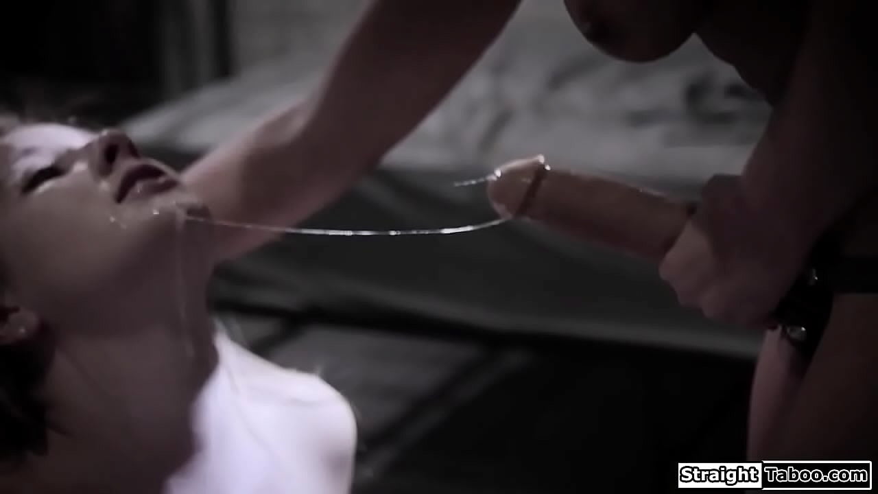 Officers dominate petite 18yo girl.The female officer wears a strap on toy and facefucks her.She licks her cunt and the teen is fucked rough in 3some