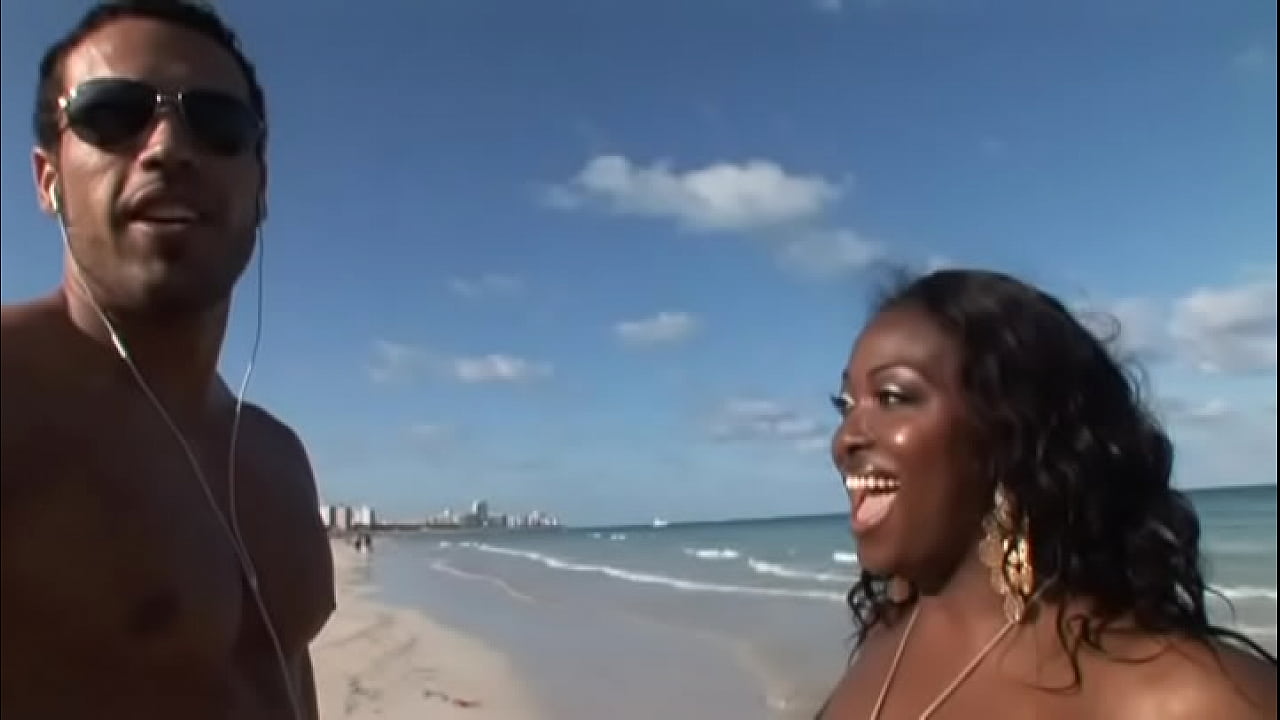 Big Booty Black Babe Fucks Latino on South Beach