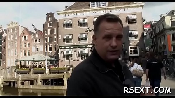 Girl gives hand and oral