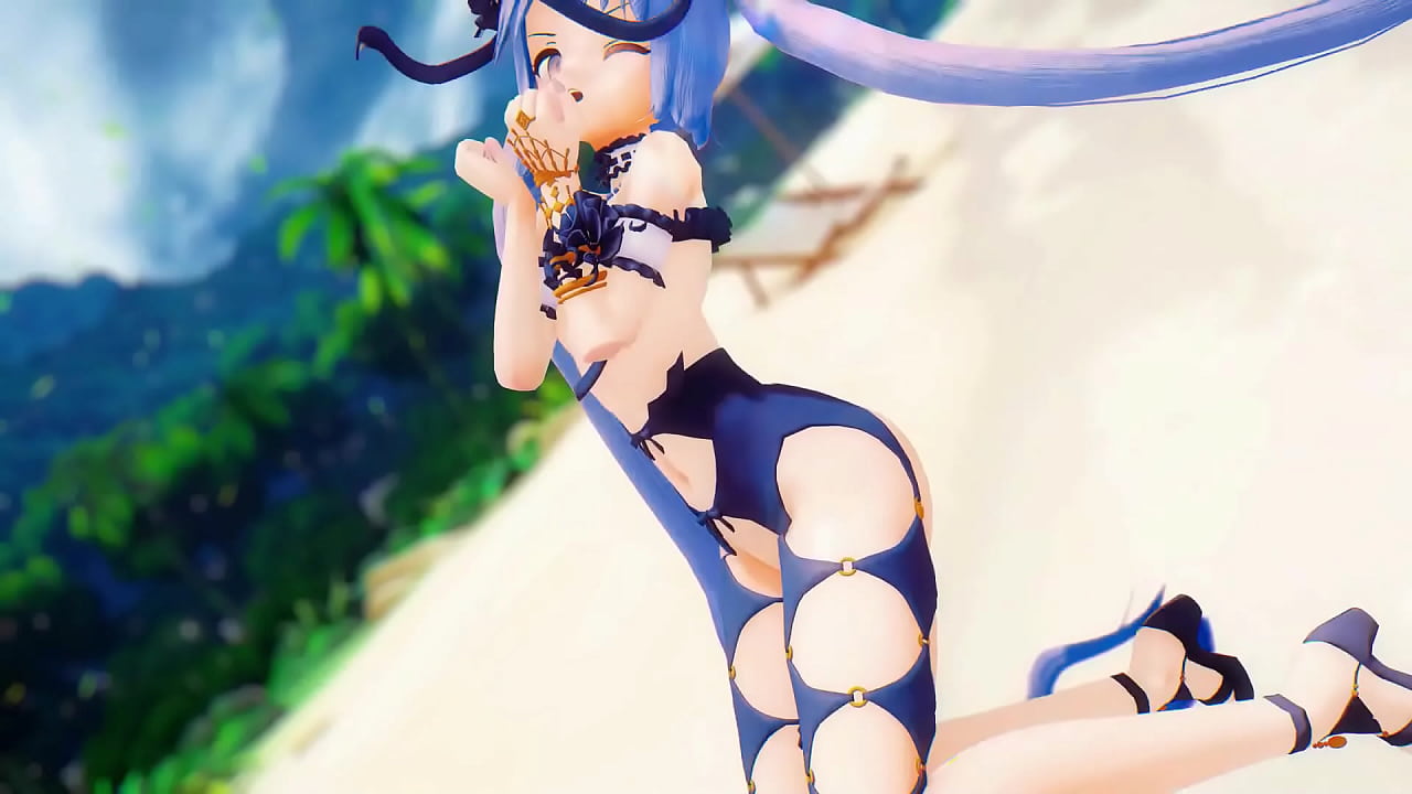 Fate Grand Order Stheno Hentai Undress Dance Beach Pop In 2 Song Small Tits Mmd 3D Blue Hair