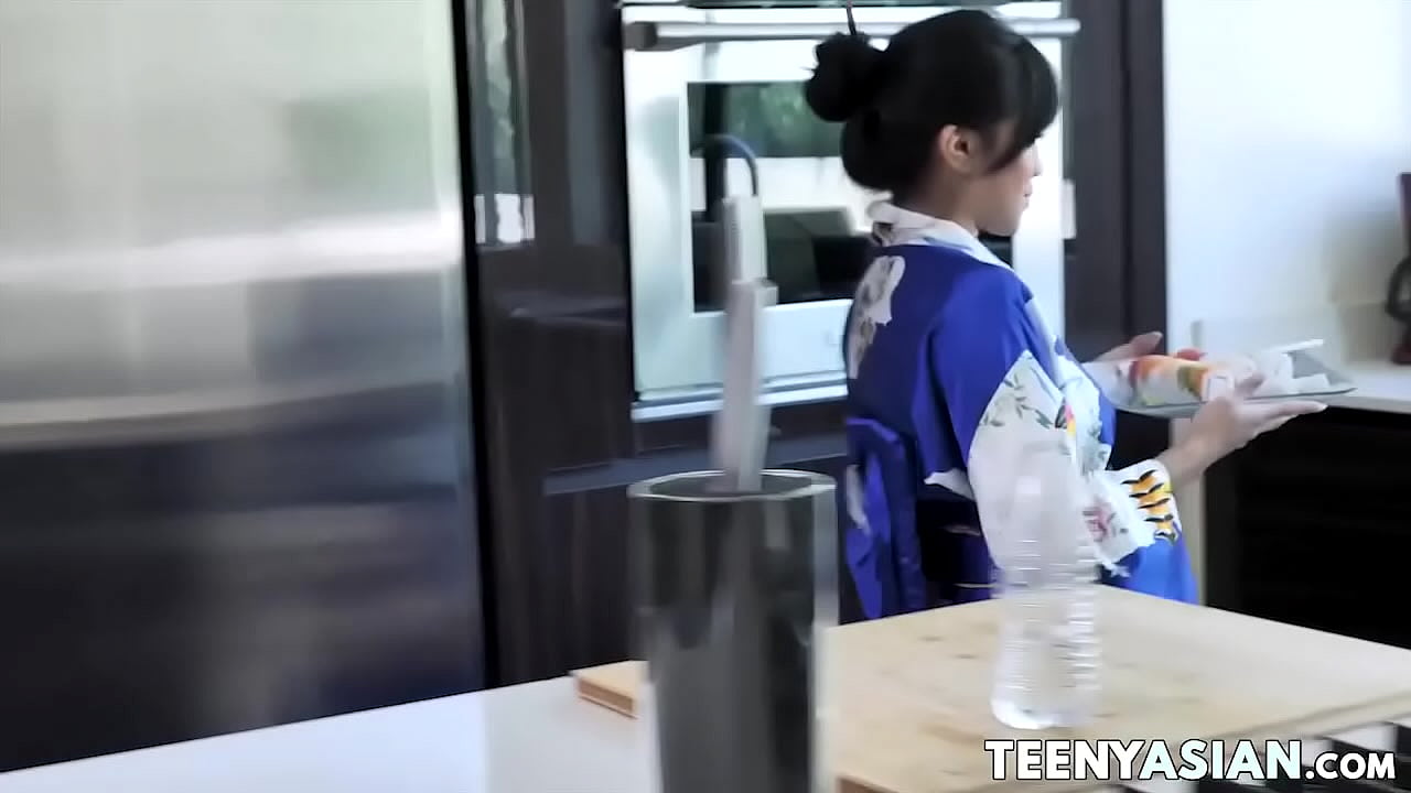 Nasty Asian bitch serves sushi on her naked body before she sucks the cock and pleases her man.