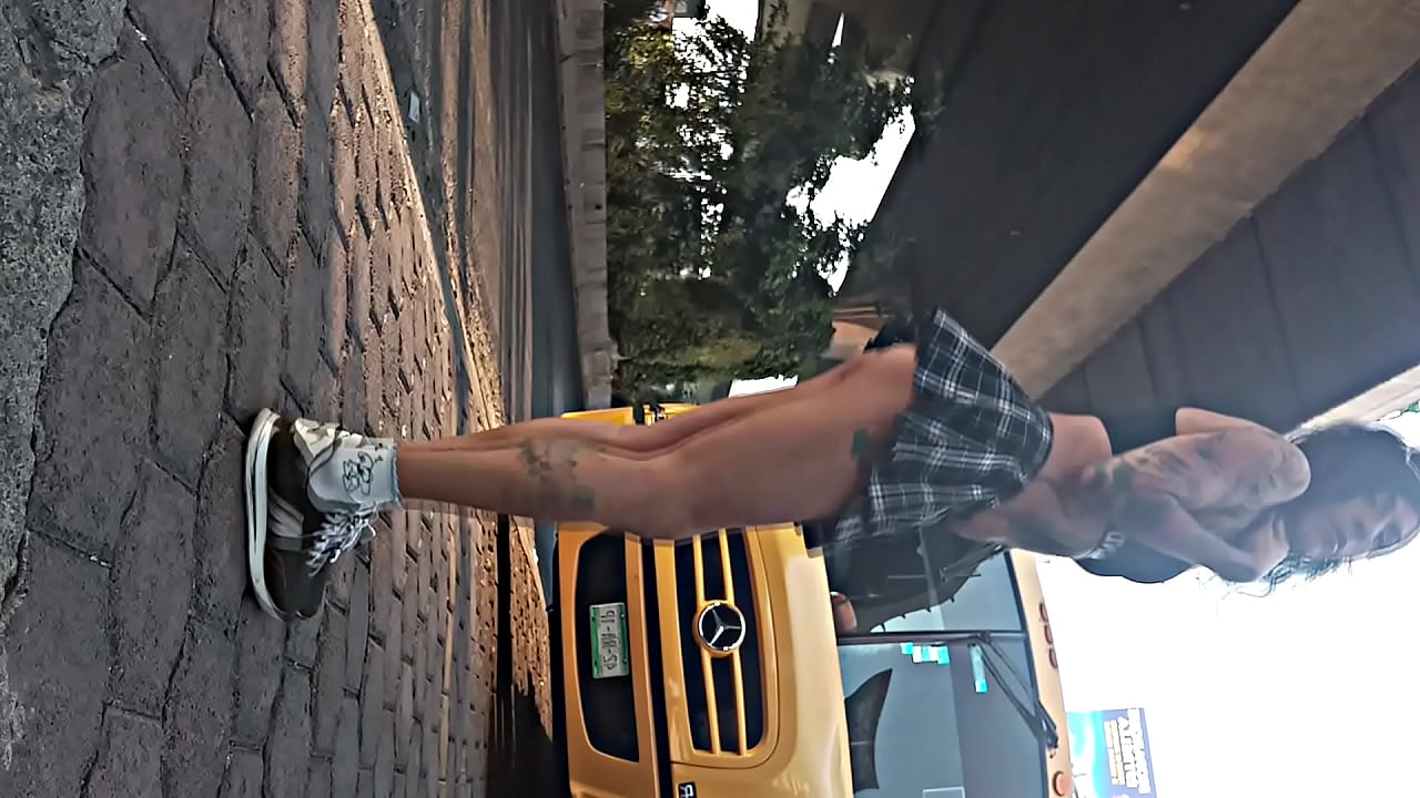 Travesti pidiendo aventon en la carretera  EXHIBIT, Violetta Pigtails