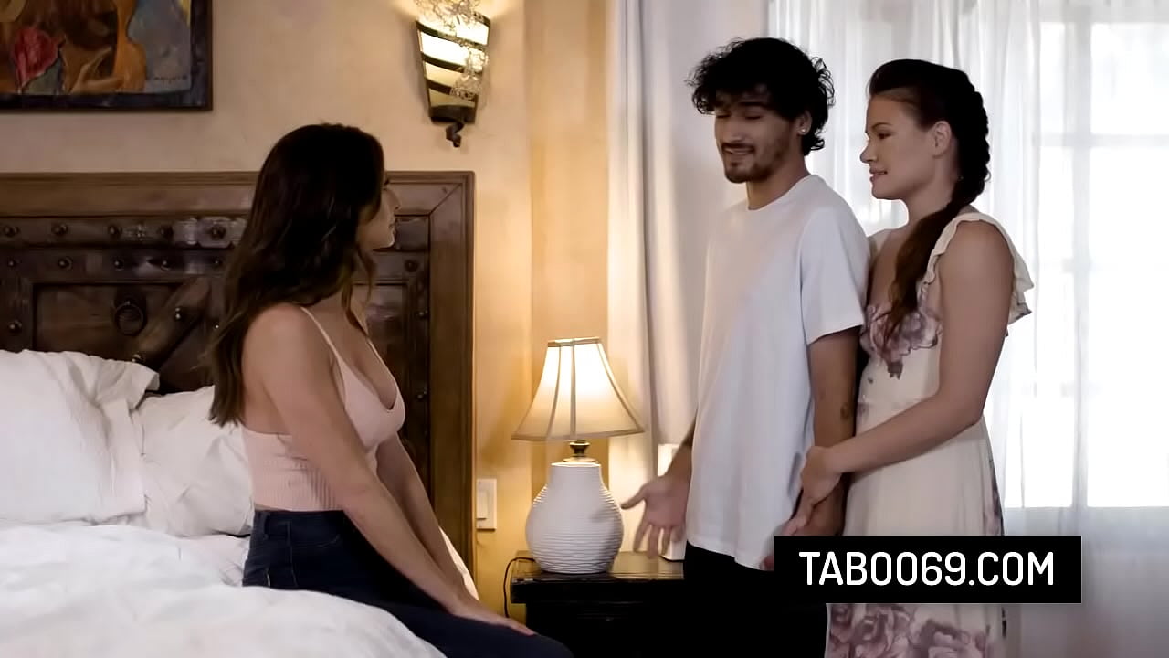 Dirty milf stepmommy gives sex lesions to her virgin stepson and his girlfriend