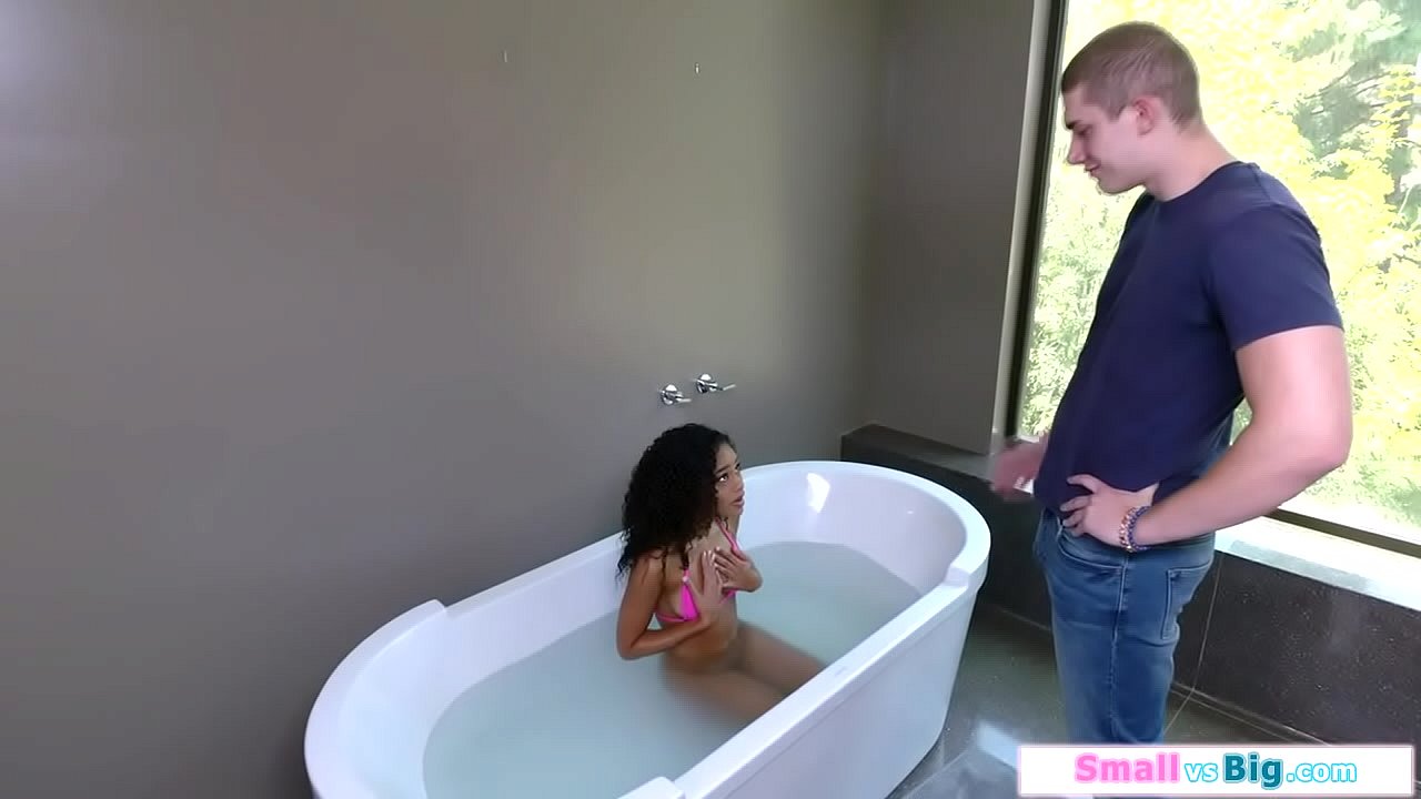 Horny petite babe doggystyled by big stepbro