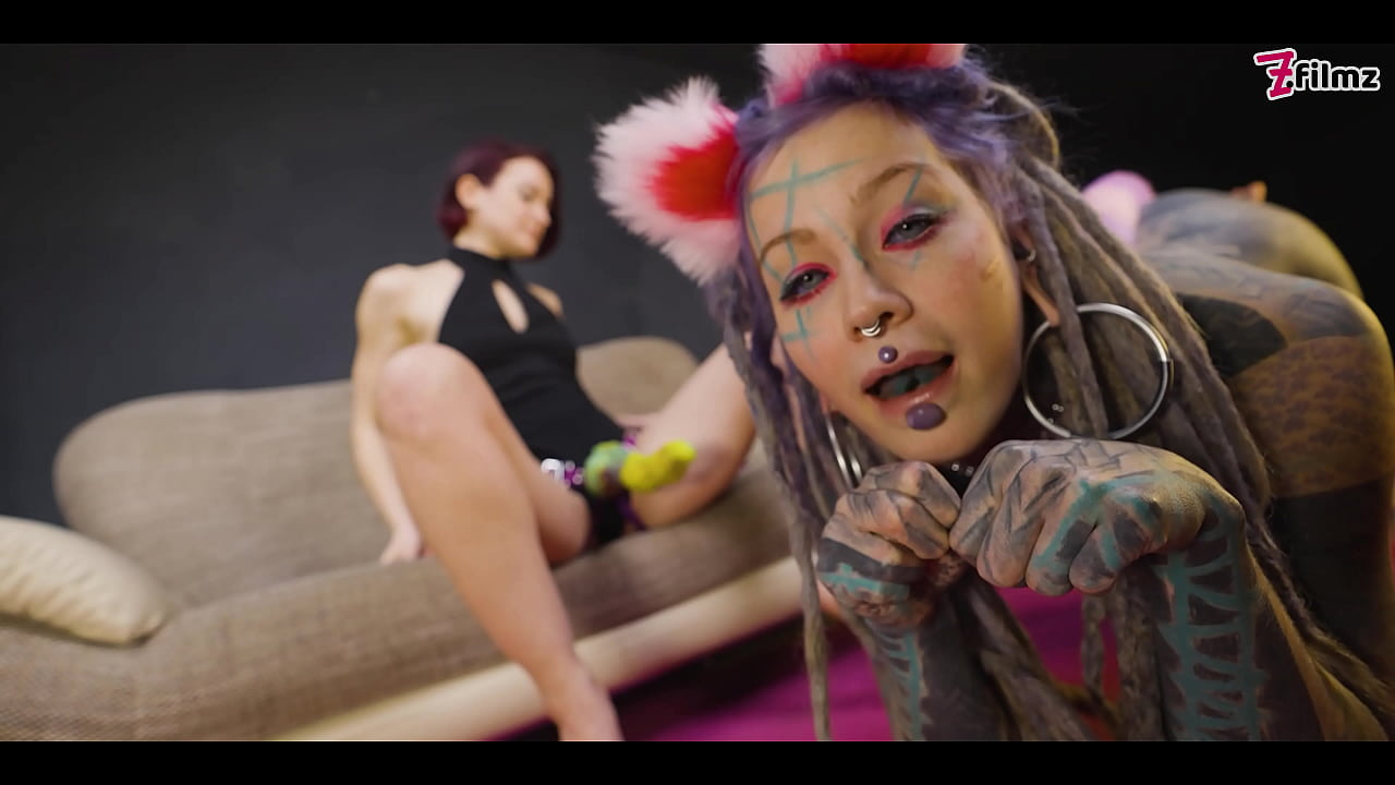 I am your bad KITTEN - lesbian STRAP ON roleplay - BDSM, petplay, CAT, ANAL buttplug - goth, punk, alt porn - ZF024