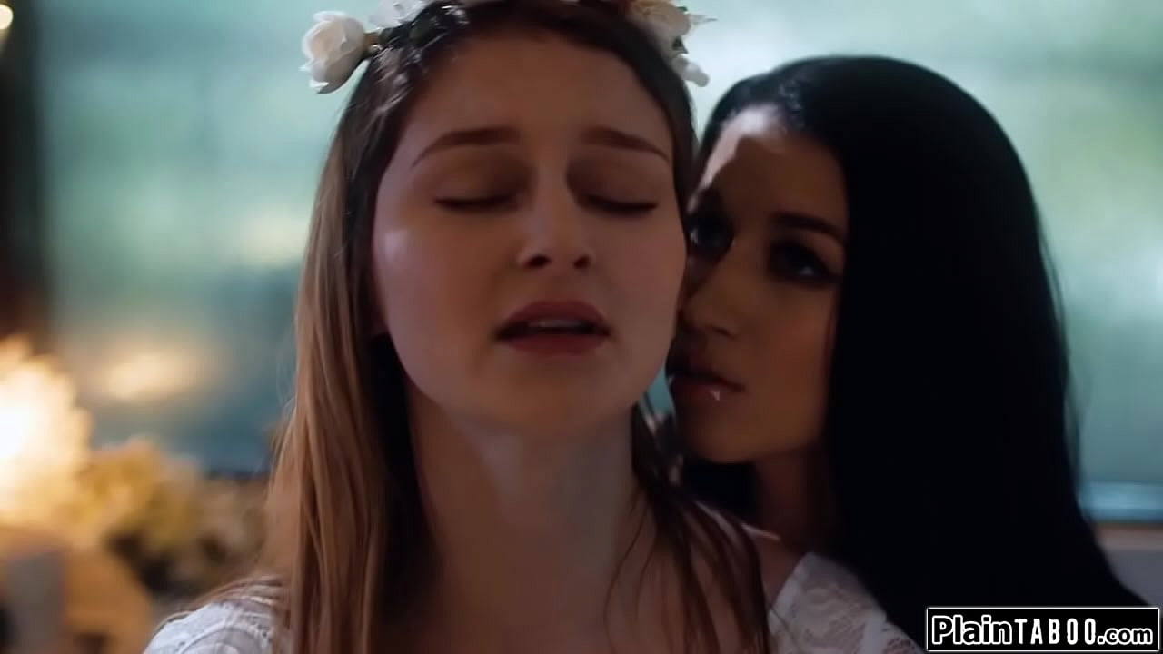 Busty bride convinced to show her true self and run away from the strict community by her former bff.They kiss and the big tits blonde licks her pussy