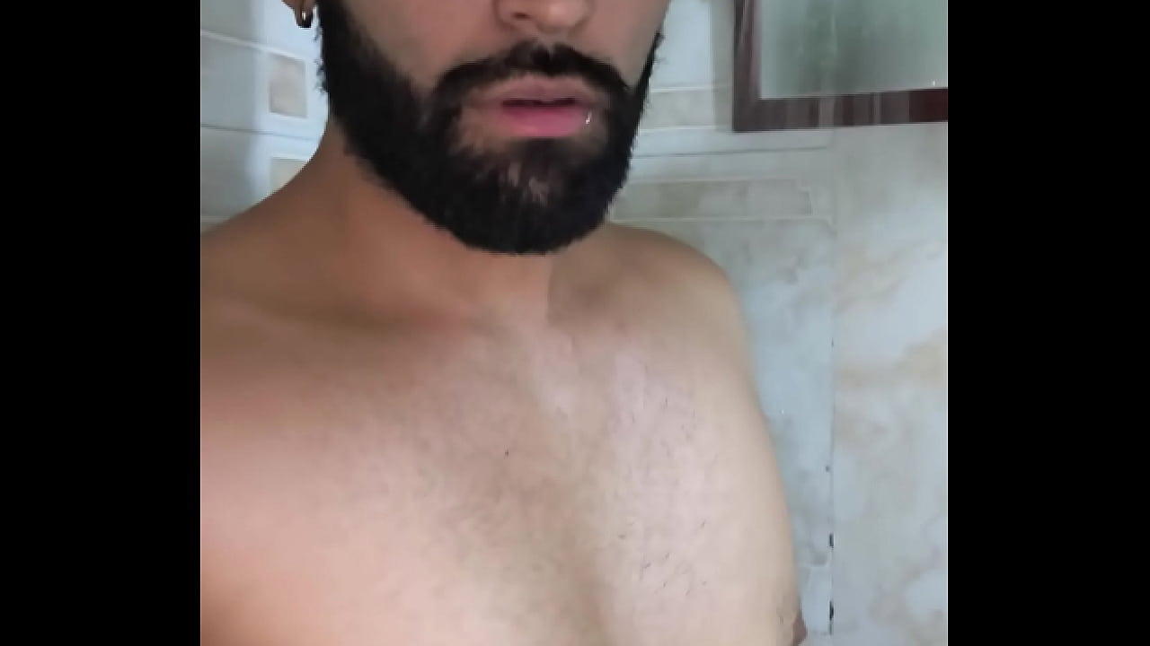 Camilo Brown Jerking His Big Uncut Cock in the Shower and Eating His Own Cum