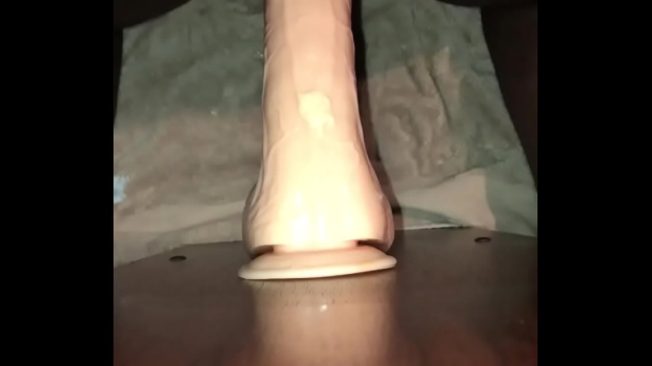 White chocolate dildo fucking oiled ass