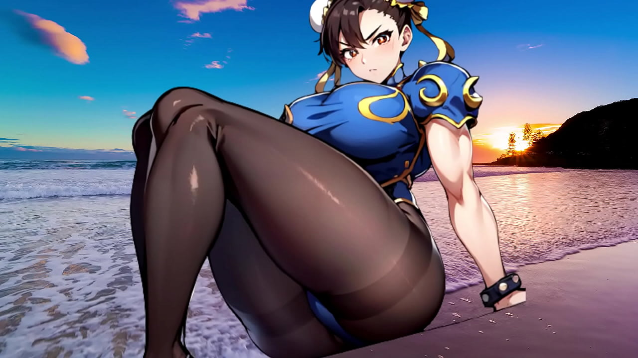 Chun-li sem roupa com tes&atilde;o, de bikini