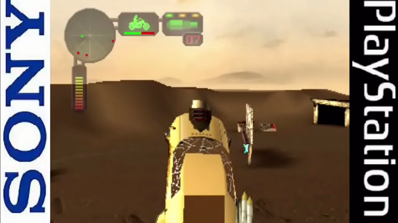 Playstation gameplay: Vigilante 8 2nd Offense (year: 1999 Activision/Luxoflux)