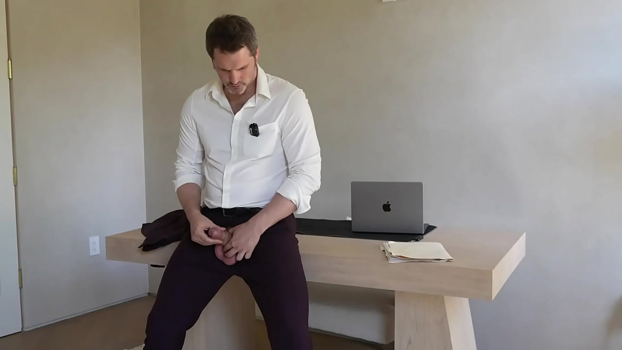 Office Boss Solo Tommy Wood Jerking his Cock Huge Cumshot