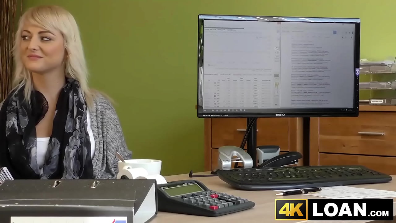 Attractive blonde Katy Rose indulges in steamy encounters with a loan agent, seeking alternative methods to secure financial support.