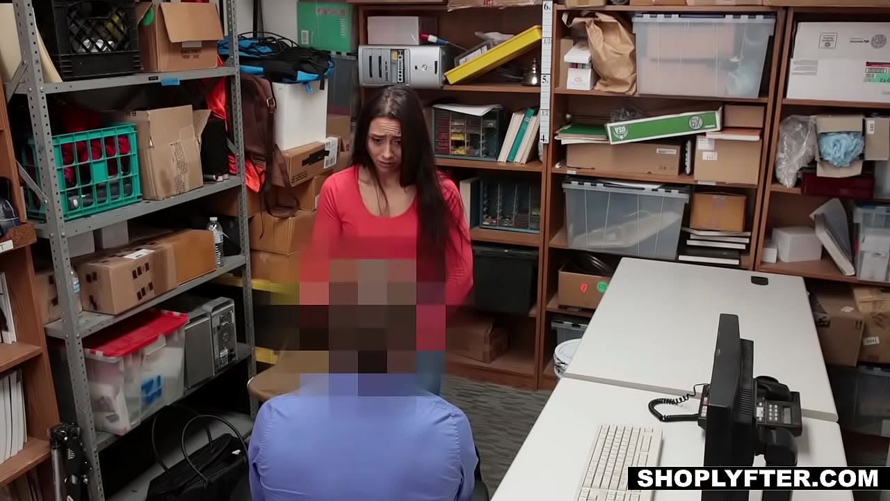 Teen gets caught and fucked by stores security in his tiny office in the back of the store